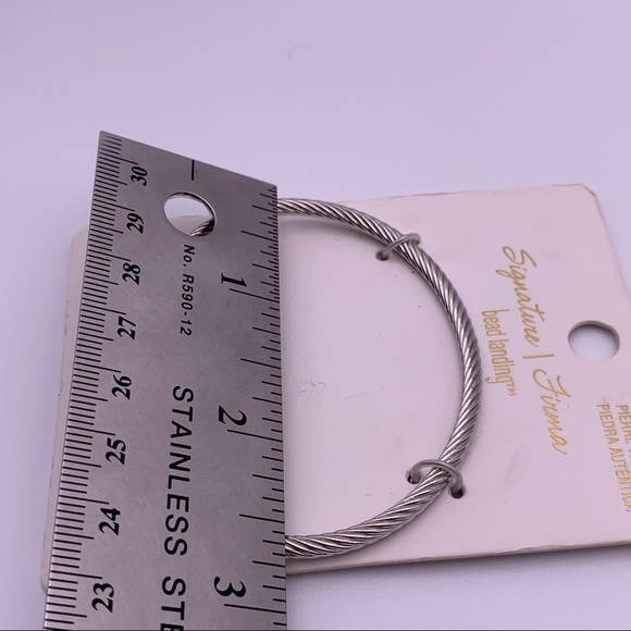 Genuine Stone Silver Toned Cuff Bracelet - Picture 5 of 7